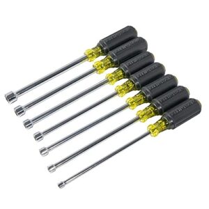 Klein Tools 647M Tool Set, Magnetic Nut Drivers Sizes 3/16, 1/4, 5/16, 11/32, 3/8, 7/16, 1/2-Inch, 6-Inch Hollow Shafts, 7-Piece