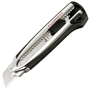 tajima utility knife - 1" 7-point aluminist magazine snap blade box cutter with dual blade lock & 3 rock hard blades - acm-700c