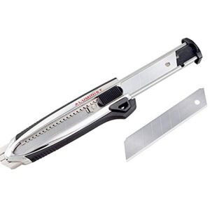 TAJIMA Utility Knife - 1" 7-Point Aluminist Magazine Snap Blade Box Cutter with Dual Blade Lock & 3 Rock Hard Blades - ACM-700C
