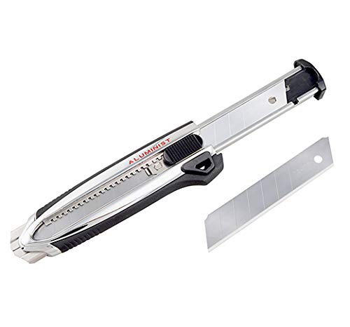 TAJIMA Utility Knife - 1" 7-Point Aluminist Magazine Snap Blade Box Cutter with Dual Blade Lock & 3 Rock Hard Blades - ACM-700C