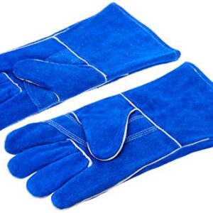 Drake Off Road Tools 400 Welding Gloves Lined Leather, Blue - 14"