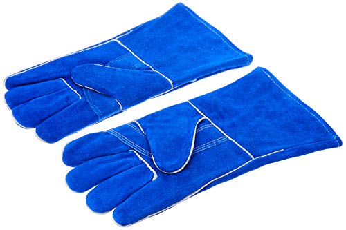 Drake Off Road Tools 400 Welding Gloves Lined Leather, Blue - 14"