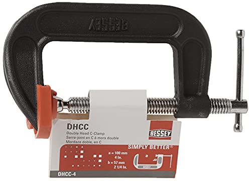 BESSEY DHCC-4, 4 In. Double Headed C-Clamp,red/black