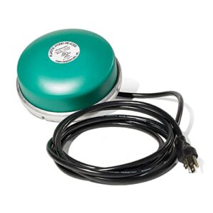 farm innovators 1250 watts 7.5 inch cast aluminum floating outdoor pond de icer heater with built in thermostat control and 10 foot cord, green