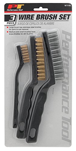 Performance Tool W1149 3-Piece Brass and Stainless-Steel Wire Brush Set