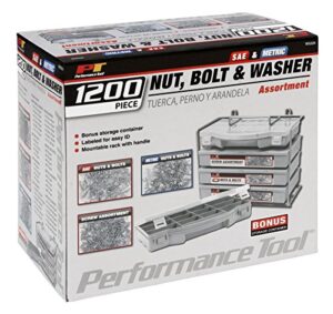 performance tool w5226 sea/metric nut and bolt assortment with case, 1,200 pieces