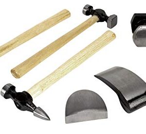 Performance Tool W1007DB 7-Piece Auto Body Repair Kit with Carbon Steel Hammer Heads and Dollies on Wood Handles