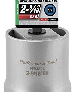 Performance Tool W83245 1/2 Drive Rounded Lock Nut Socket, 2-9/16" Used on Dodge trucks with Dana 60 manual hubs