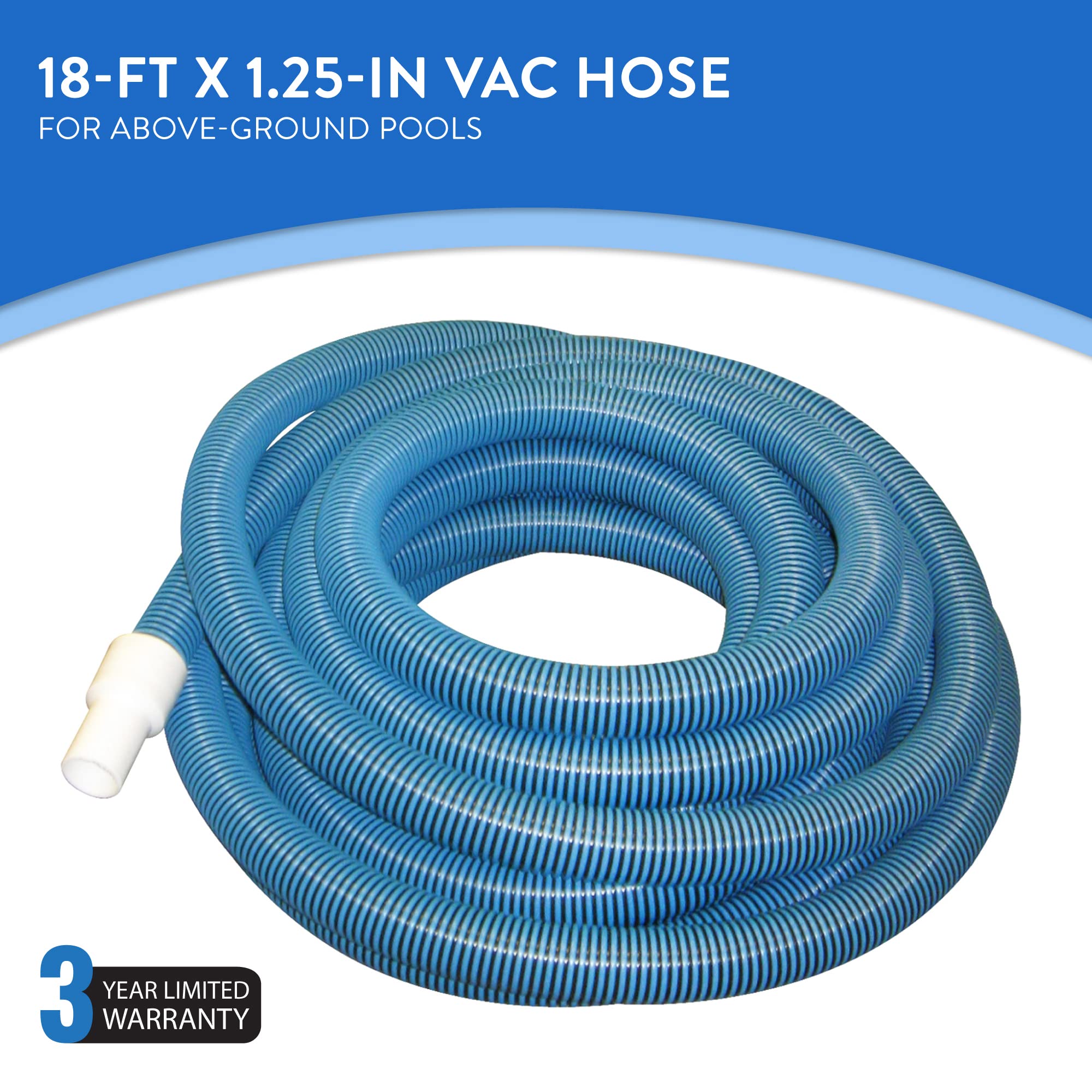 Haviland NA101 Forger Loop Pool Hose, 18-ft x 1-1/4-in, Blue/White