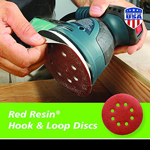 Gator 5" Random Orbit Hook & Loop Red Resin Aluminum Oxide Sanding Discs, 8-Hole, 40 Grit, 50 Pack