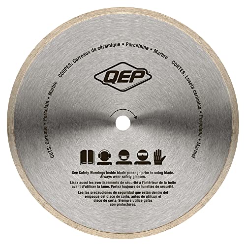 QEP 10" Continuous Rim Premium Diamond Blade for Wet or Dry Cutting of Ceramic, Porcelain, and Marble Tile