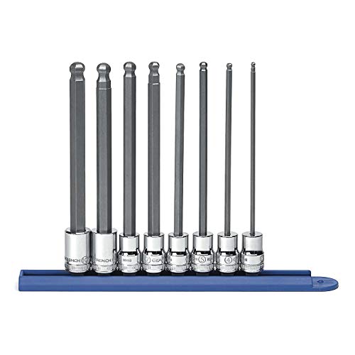 GEARWRENCH 8 Pc. 3/8" Drive Long Ball End Hex Bit Socket Set, Metric - 80573