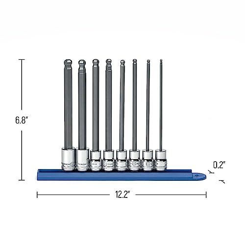 GEARWRENCH 8 Pc. 3/8" Drive Long Ball End Hex Bit Socket Set, Metric - 80573