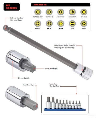 GEARWRENCH 8 Pc. 3/8" Drive Long Ball End Hex Bit Socket Set, Metric - 80573