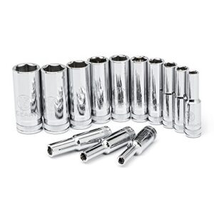 GEARWRENCH 13 Pc. 1/4" Drive 6 Pt. Socket Set, Deep, Metric - 80304