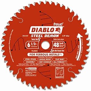 freud diablo d0648f 6-1/2" x 48-tooth steel demon tcg ferrous cutting circular saw blade 5/8" arbor