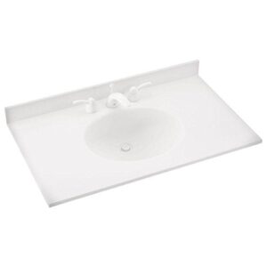 swanstone vt02243.010 ellipse solid surface single-bowl vanity top, 43-in l x 22-in h x 7.25-in h, white