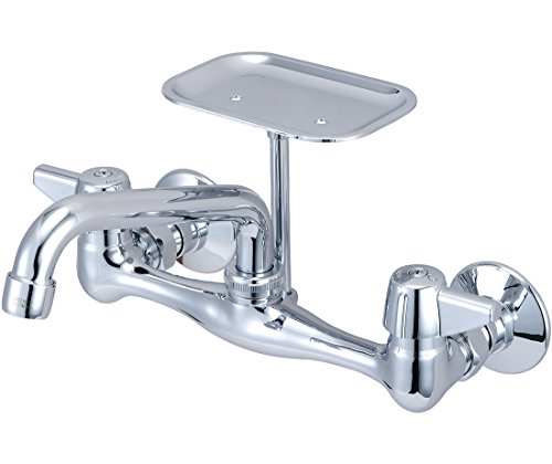 Central Brass 0048-TA 2-Handle Wall Mount Kitchen Faucet, Chrome