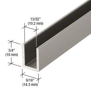 CRL Satin Nickel Frameless Shower Door Aluminum Deep U-Channel for 3/8" Thick Glass - 95 in long