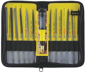 general tools 707475 swiss pattern needle file set, 12-piece, black, set of 12 and handle