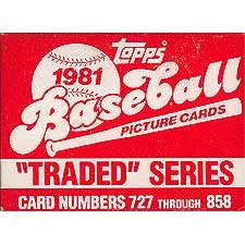 1981 topps baseball traded series 132 card set. loaded with great players including danny ainge's rookie (yes, the boston celtic star), joe morgan, tim raines, fernando valenzuela, dave winfield, fred lynn, carlton fisk and others!