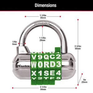 Master Lock Word Combination Lock, Set Your Own Word Combination Lock for Gym and School Lockers, Colors May Vary, 1534D