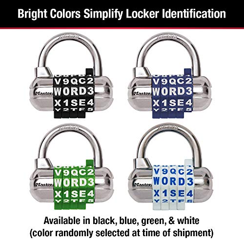 Master Lock Word Combination Lock, Set Your Own Word Combination Lock for Gym and School Lockers, Colors May Vary, 1534D