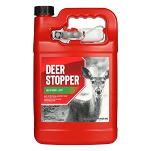 deer stopper repellent - safe & effective, all natural food grade ingredients; repels deer elk, and moose; ready to use, 1 gallon liquid refill bottle