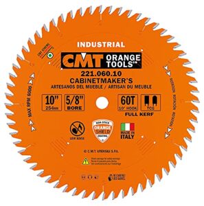 cmt 221.060.10 industrial cabinetshop saw blade, 10-inch x 60 teeth tcg grind with 5/8-inch bore, ptfe coating