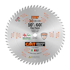 cmt 253.060.10 itk industrial finish sliding compound miter saw blade, 10-inch x 60 teeth 1ftg+2atb grind with 5/8-inch bore