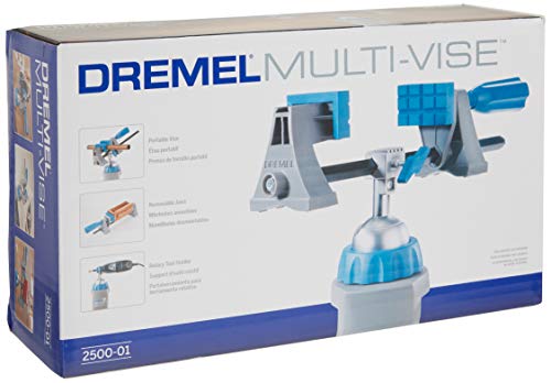 Dremel 2500-01 Rotary Tool Multi-Vise, 3-in-1 Attachment with 360 Degree Stationary Vise, Stand-Alone Clamp, and Tool Holder , Grey