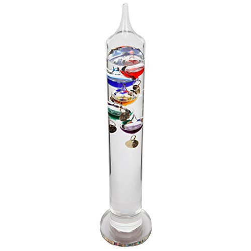 Lily's Home Galileo 14 inch Glass Thermometer with 5 Multi Colored Spheres in Fahrenheit and with Gold Tags