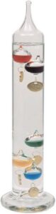 lily's home galileo 14 inch glass thermometer with 5 multi colored spheres in fahrenheit and with gold tags