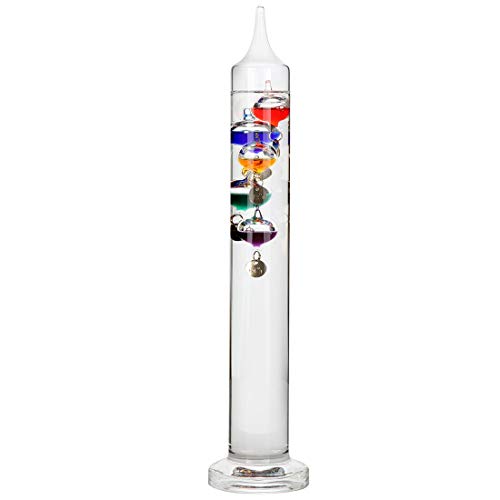Lily's Home Galileo 14 inch Glass Thermometer with 5 Multi Colored Spheres in Fahrenheit and with Gold Tags