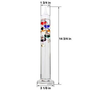 Lily's Home Galileo 14 inch Glass Thermometer with 5 Multi Colored Spheres in Fahrenheit and with Gold Tags