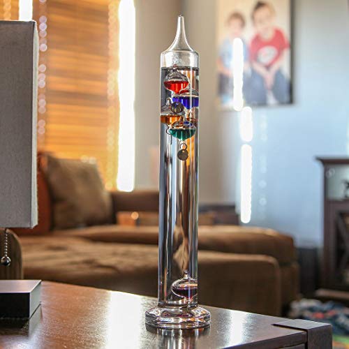 Lily's Home Galileo 14 inch Glass Thermometer with 5 Multi Colored Spheres in Fahrenheit and with Gold Tags