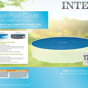 INTEX 28015E Solar Pool Cover: For 18ft Round Easy Set and Metal Frame Pools – Insulates Pool Water – Reduces Water Evaporation – Keeps Debris Out – Reduces Chemical Consumption