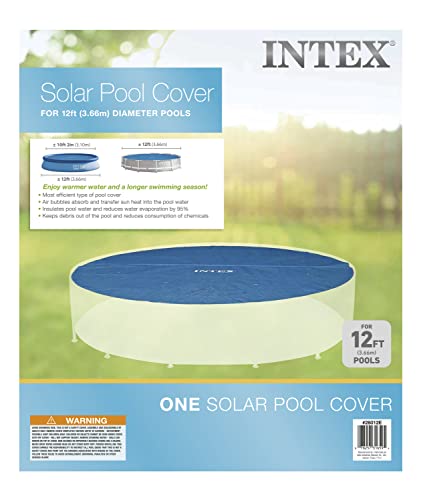 INTEX 28012E Solar Pool Cover: For 12ft Round Easy Set and Metal Frame Pools – Insulates Pool Water – Reduces Water Evaporation – Keeps Debris Out – Reduces Chemical Consumption