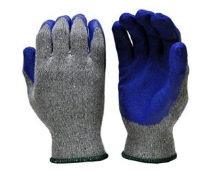 g & f 1511l-dz rubber latex coated work gloves for construction, blue, crinkle pattern, men's large (sold by dozen, 12 pairs)
