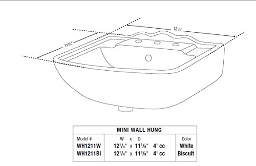 Small Wall Mount Bathroom Sink 12.4"x11" White