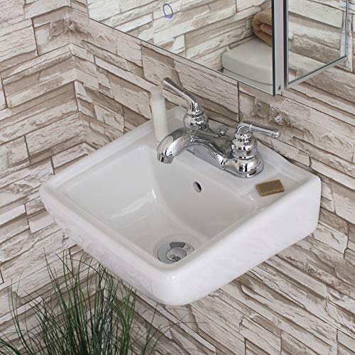 Small Wall Mount Bathroom Sink 12.4"x11" White