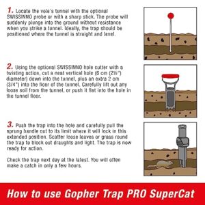 SWISSINNO Install Kit for Mole and Gopher Traps SuperCat. 25 cm Tunnel-locating Probe + Serrated-edge Cutter for 6 cm dia. hole. European Design, Easy to Use, Safe and Reusable. 2-piece Set x 1