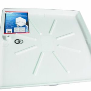 Camco Drain Pan w/PVC Fitting 32" OD x 30", Collects Water Leakage from Underneath Washing Machine and Prevents Floor Damage-White (20752), 30" x 32"