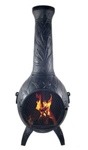 the blue rooster orchid chiminea outdoor fireplace in charcoal - deck and patio friendly