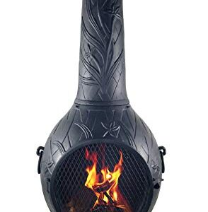 The Blue Rooster Orchid Chiminea Outdoor Fireplace in Charcoal - Deck and Patio Friendly