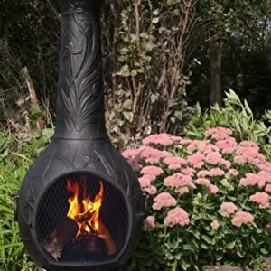 The Blue Rooster Orchid Chiminea Outdoor Fireplace in Charcoal - Deck and Patio Friendly