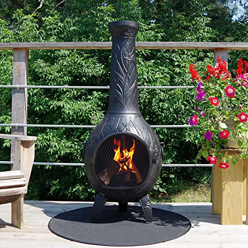 The Blue Rooster Orchid Chiminea Outdoor Fireplace in Charcoal - Deck ...