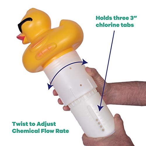 GAME Derby Duck Mid-Size Pool Chlorinator; Expandable Basket; 3-Tablet Chlorine Dispenser; Three Tablet Capacity; Above- or Inground Pool Use; Adjustable Dispensing Rate