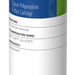 Pentair Pentek P5 Sediment Water Filter, 10-Inch, Under Sink Spun-Bonded Polypropylene Replacement Cartridge, 10" x 2.5", 5 Micron