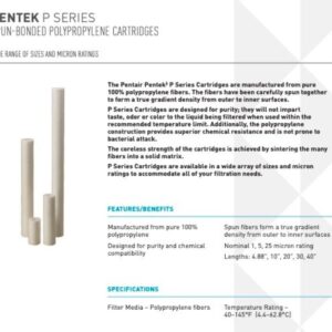 Pentair Pentek P5 Sediment Water Filter, 10-Inch, Under Sink Spun-Bonded Polypropylene Replacement Cartridge, 10" x 2.5", 5 Micron